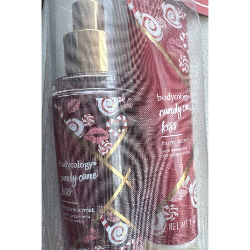 Bodycology Candy Cane Kiss Body Cream & Body Mist 2oz New Gifts Sets Perfume